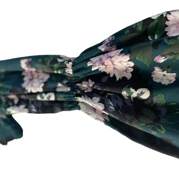 Club Monaco Sanai Silk Floral Crew Neck Long Sleeve Shift Dress - Picture 9 of 12